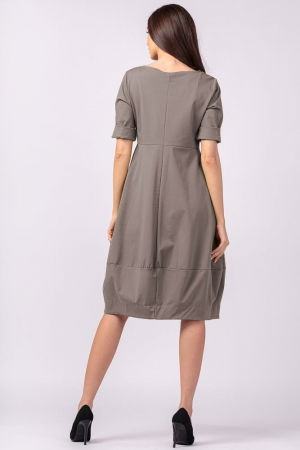 Rochie lalea cambrata din jerseu punto milano, bej inchis [2]