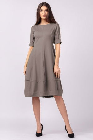 Rochii din Bumbac - Rochie lalea cambrata din jerseu punto milano, bej inchis