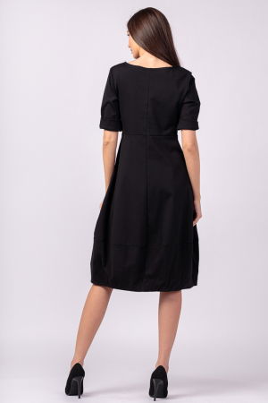 Rochie lalea cambrata din vascoza elastica, neagra [3]