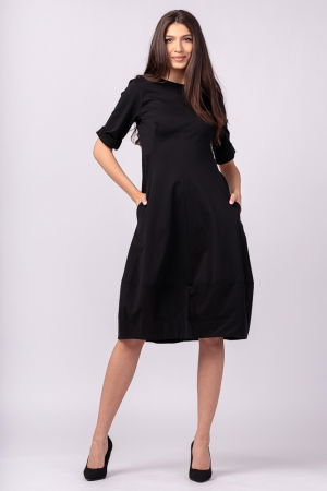 Rochie lalea cambrata din jerseu punto milano, neagra [1]