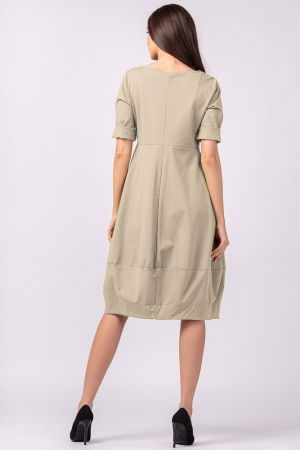 Rochie lalea cambrata din vascoza elastica, bej [2]