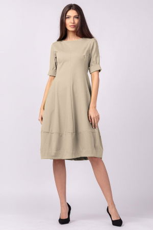 Rochii Casual - Rochie lalea cambrata din vascoza elastica, bej