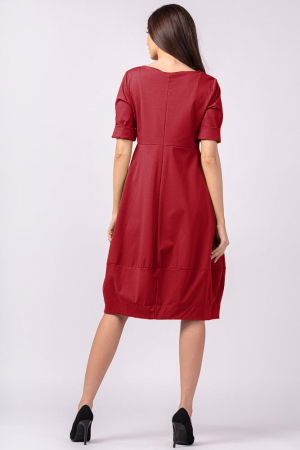 Rochie lalea cambrata din vascoza elastica, rosie [2]