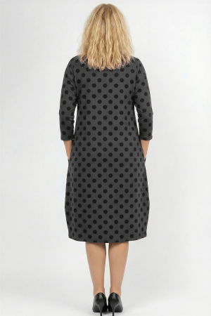 Rochie lalea cu buline embosate si catifelate, din jerseu de bumbac gri cu negru [1]