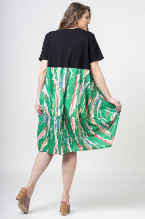 Rochie lalea cu bust negru si imprimeu predominant verde [3]