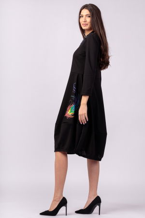 Rochie neagra, lalea, din bumbac [1]