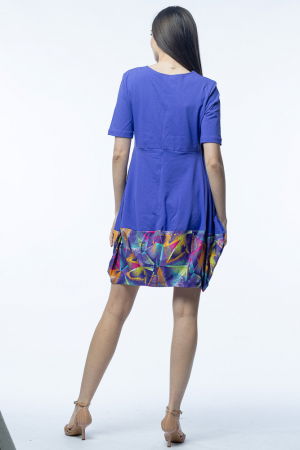 Rochie lalea din bumbac mov, cu imprimeu la poale [2]