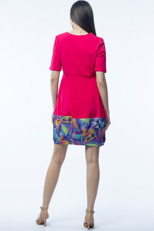 Rochie lalea din bumbac fucsia, cu imprimeu la poale [2]