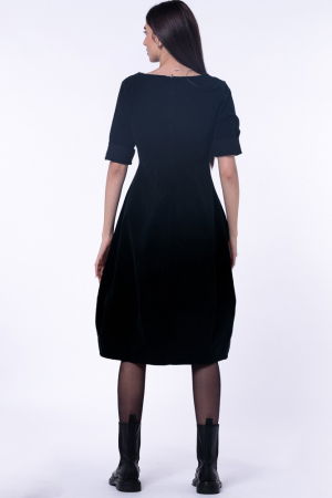 Rochie lalea cambrata, cu fermoar, din catifea reiata neagra [4]