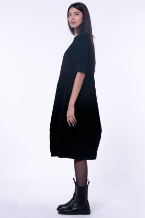 Rochie lalea cambrata, cu fermoar, din catifea reiata neagra [3]