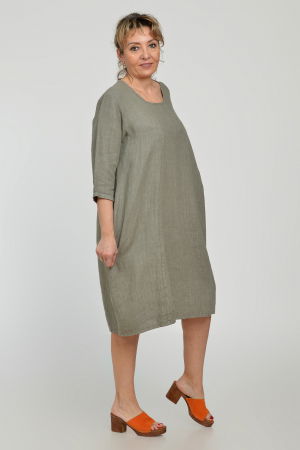 Rochie lalea din in, masura mare, bej inchis [3]