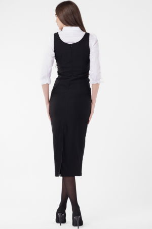 Rochie neagra, lunga, cambrata, cu fermoar pe spate [3]