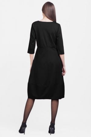 Rochie lalea din jerseu de bumbac, neagra [2]