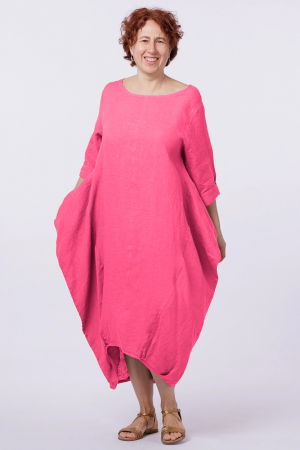 Rochii din In - Rochie lalea in colturi, din in fucsia