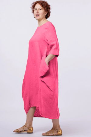 Rochie lalea in colturi, din in fucsia [1]