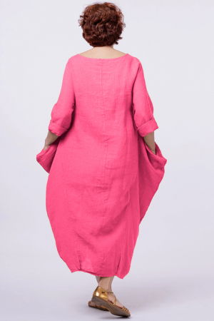 Rochie lalea in colturi, din in fucsia [2]