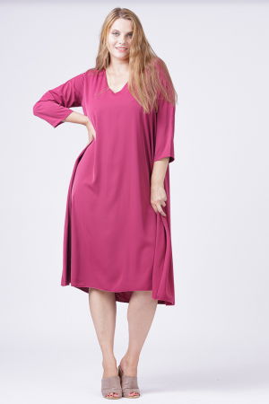 Rochii masuri mari - Rochie A-line mov- zmeura cu maneca lunga