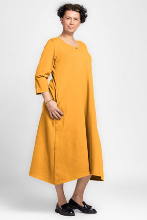 Rochii din Jerseu - Rochie lunga A-line din jerseu punto milano, galbena