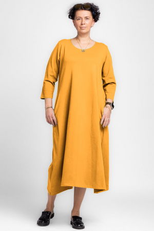 Rochie lunga A-line din jerseu punto milano, galbena [1]