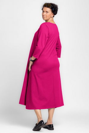 Rochie lunga A-line din jerseu punto milano, fucsia [2]