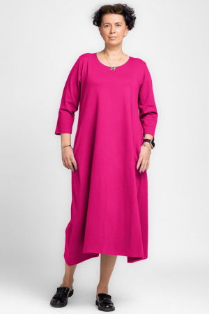 Rochie lunga A-line din jerseu punto milano, fucsia [1]