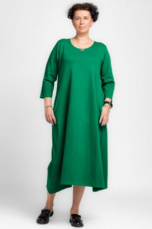 Rochie lunga A-line verde smarald, din tricot de bumbac [1]