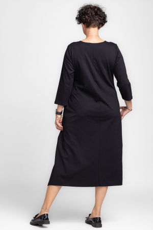 Rochie lunga A-line din jerseu punto milano, neagra [4]