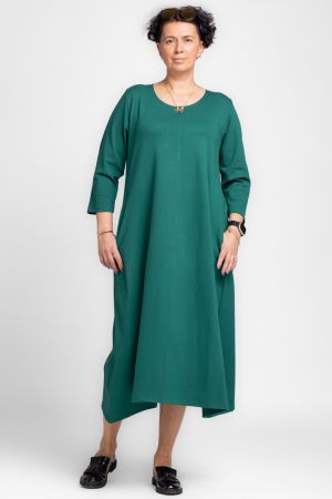 Rochie lunga A-line din tricot de bumbac verde [1]