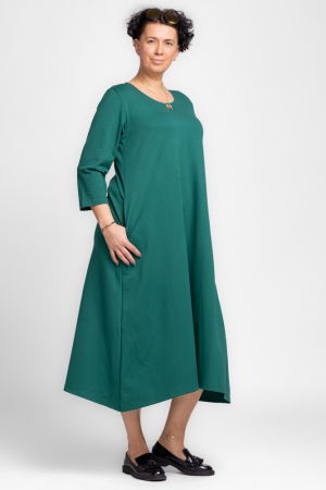 Rochii Casual - Rochie lunga A-line din tricot de bumbac verde