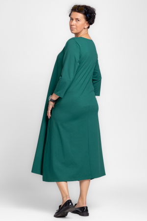 Rochie lunga A-line din tricot de bumbac verde [3]