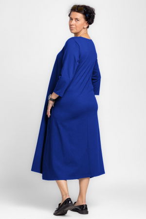Rochie lunga A-line albastru electric, din tricot de bumbac [2]