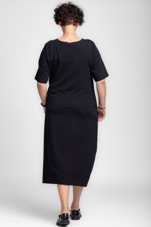 Rochie lunga marmorata alb-negru, din jerseu de bumbac [1]