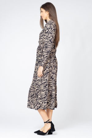 Rochie lunga animal print, tip camasa, din vascoza [2]