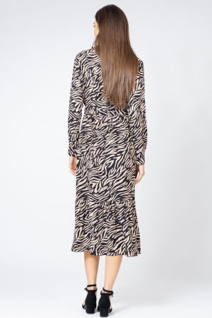 Rochie lunga animal print, tip camasa, din vascoza [3]