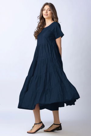 Rochie lunga cu patru volane, bleumarin [1]