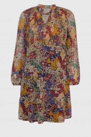 Rochie midi cu volane si imprimeu floral in nuante de toamna [5]