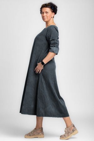 Rochie lunga din catifea reiata, A-line, gri [1]