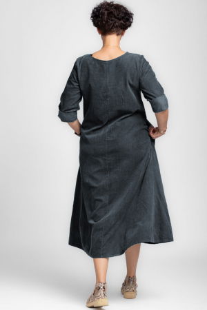 Rochie lunga din catifea reiata, A-line, gri [2]