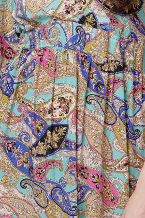 Rochie lunga din matase indiana, cu bust petrecut, imprimeu paisley si elemente aurii [3]