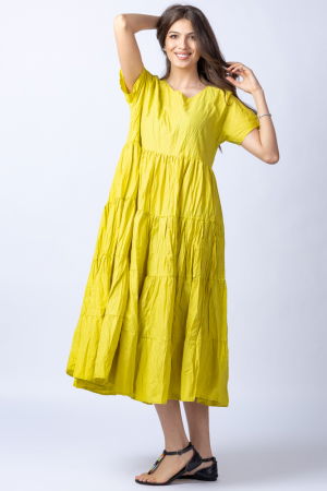 Rochie lunga galbena cu patru volane [1]