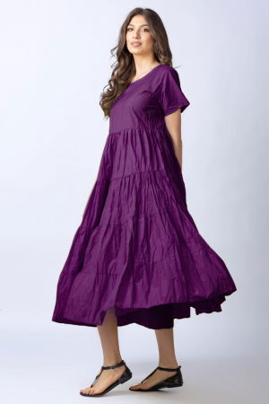 Rochie lunga mov cu patru volane [1]