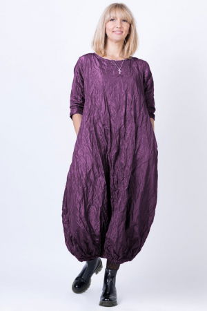 Rochii - Rochie lunga gogosar din tafta cu memorie, mov metalizat