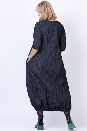 Rochie lunga gogosar din tafta cu memorie, neagra [2]