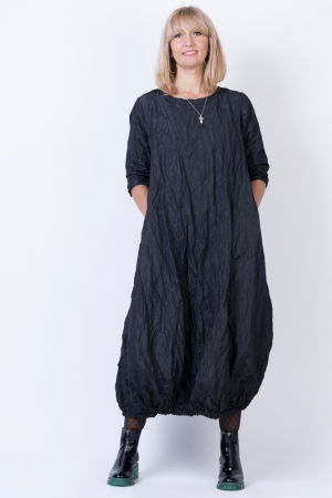 Rochie lunga gogosar din tafta cu memorie, neagra [1]