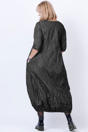 Rochie lunga gogosar din tafta cu memorie, gri metalizat inchis [2]