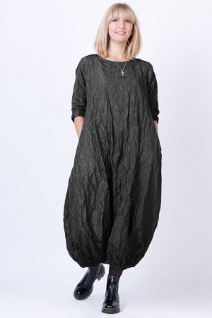 Rochii Elegante & Office - Rochie lunga gogosar din tafta cu memorie, gri metalizat inchis