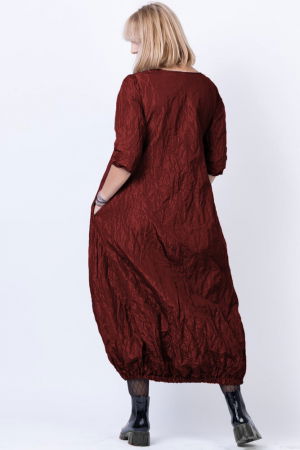 Rochie lunga gogosar din tafta cu memorie, bordo metalizat [2]