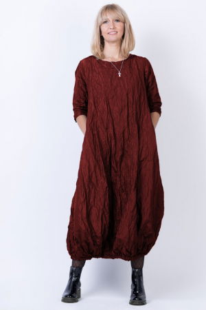 Rochie lunga gogosar din tafta cu memorie, bordo metalizat [1]