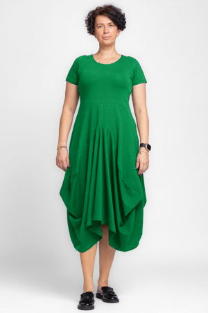 Rochii din Vâscoză - Rochie lunga in colturi, din tricot de bumbac, verde crud