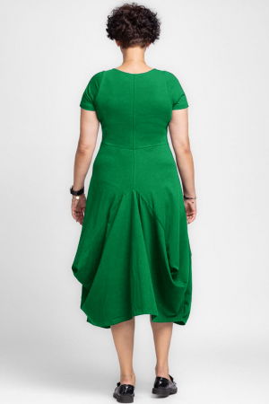 Rochie lunga in colturi, din tricot de bumbac, verde crud [2]